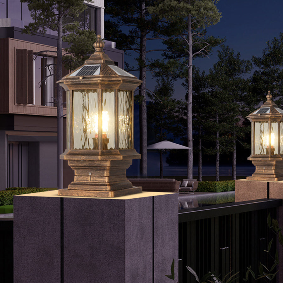 [Open-Box] Lantern Pelarlampor i Europeisk Stil Vintage Utomhus Pier Mount Lampa