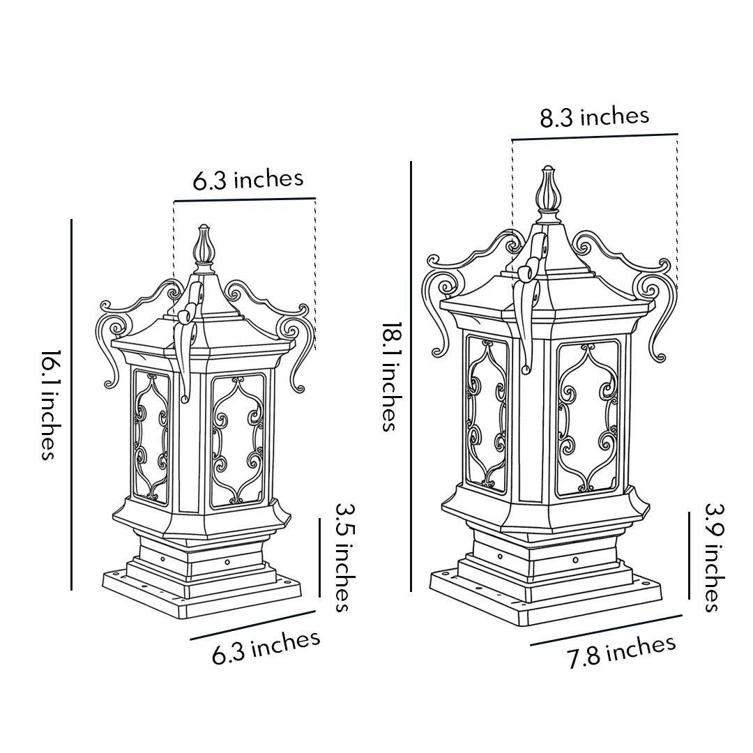 Lyktstolpar i europeisk vintage stil för utomhusbruk