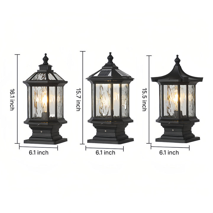 [Open-Box] Lantern Pelarlampor i Europeisk Stil Vintage Utomhus Pier Mount Lampa