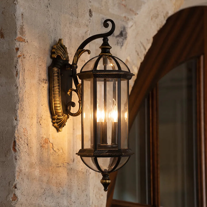 2 PCS Lantern Stil Utomhus Vägglampor Europeisk Vintage Lampa