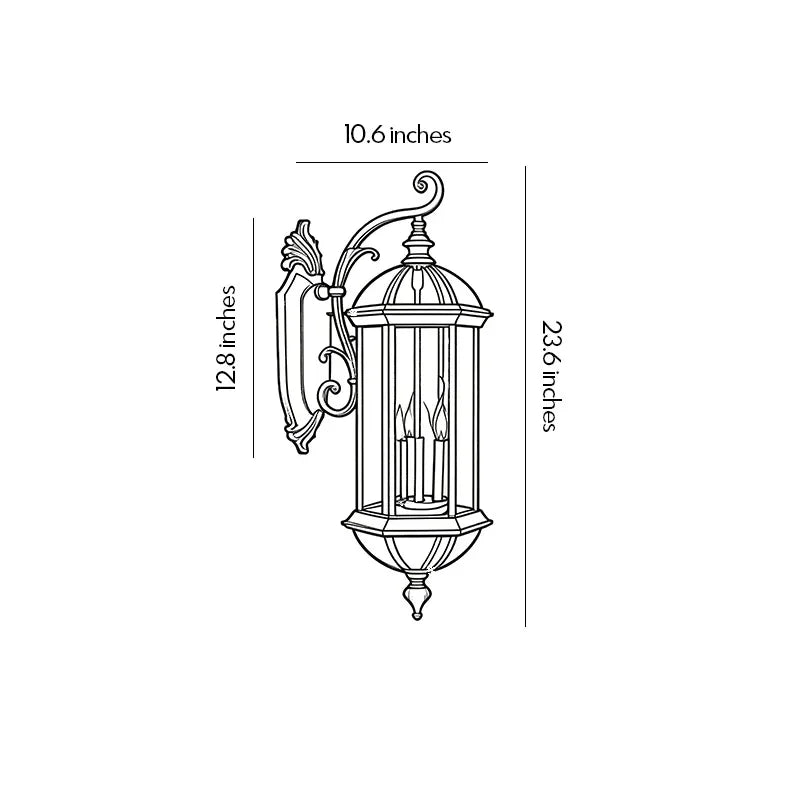 2 PCS Lantern Stil Utomhus Vägglampor Europeisk Vintage Lampa