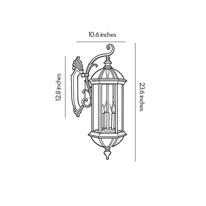 2 PCS Lantern Stil Utomhus Vägglampor Europeisk Vintage Lampa