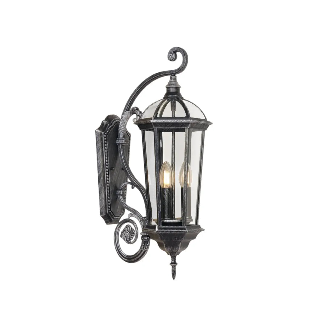2 ST Lantern Stil Vägglampa Europeisk Glas Utomhusbelysning