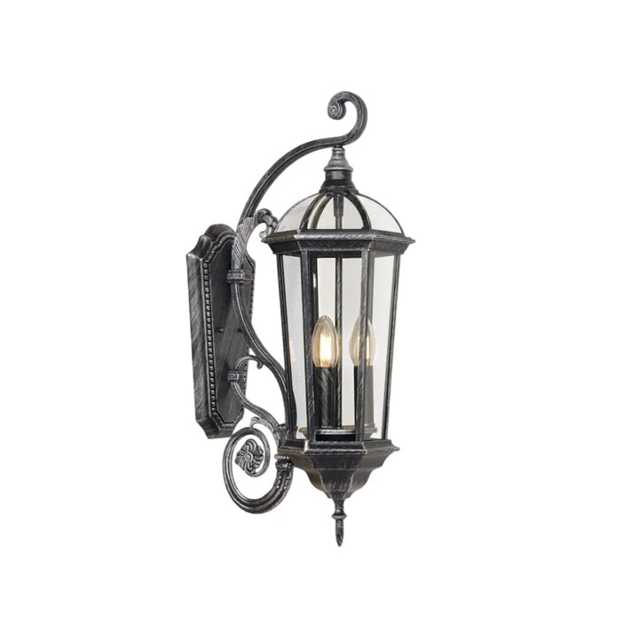 2 ST Lantern Stil Vägglampa Europeisk Glas Utomhusbelysning