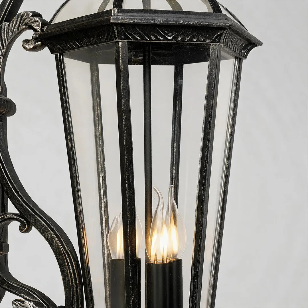 2 ST Lantern Stil Vägglampa Europeisk Glas Utomhusbelysning