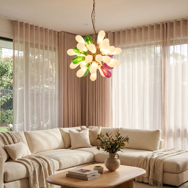Modern Stor Kandelaber Konstnärlig Färgglad Glas Taklampa