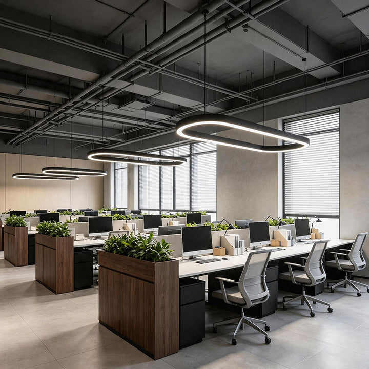Oval Kandelaber Modern Metall LED Kontors Taklampa