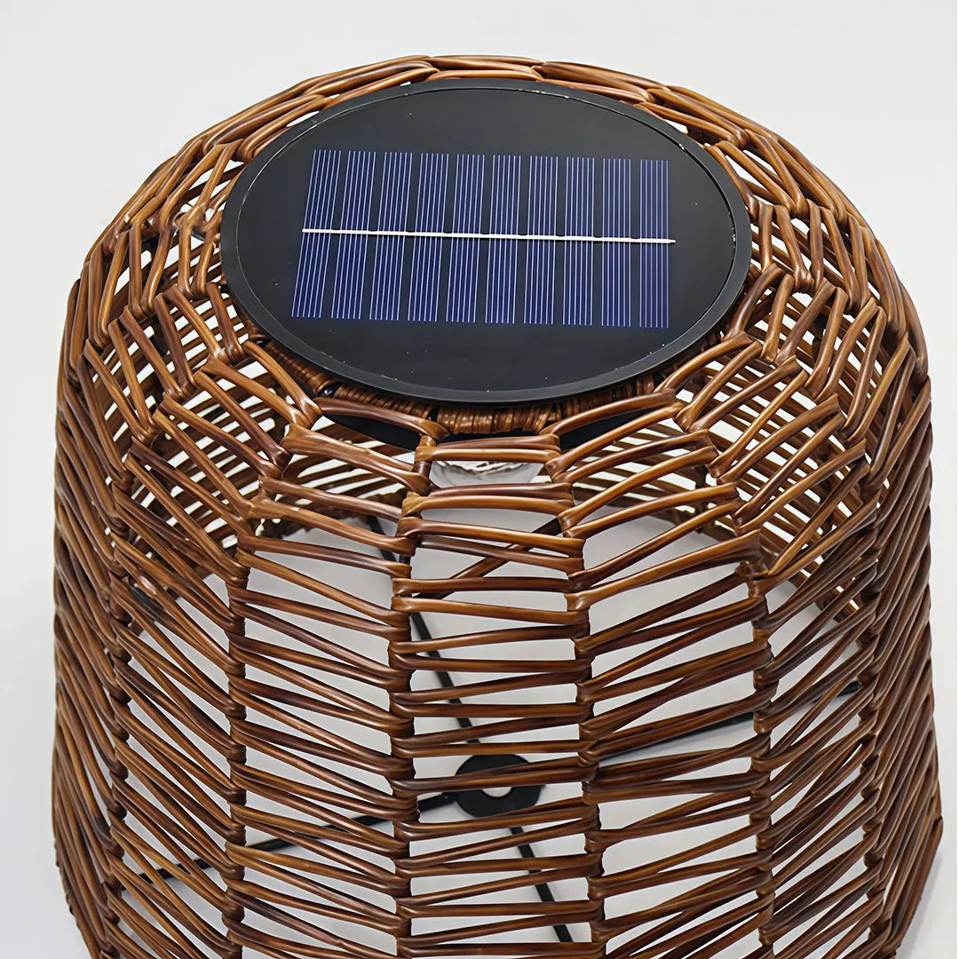 Stor Vevad Pendellampa Sol Rattan Vattentät Taklampa