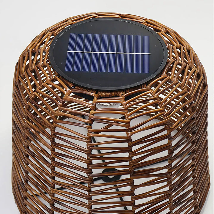 Stor Vevad Pendellampa Sol Rattan Vattentät Taklampa