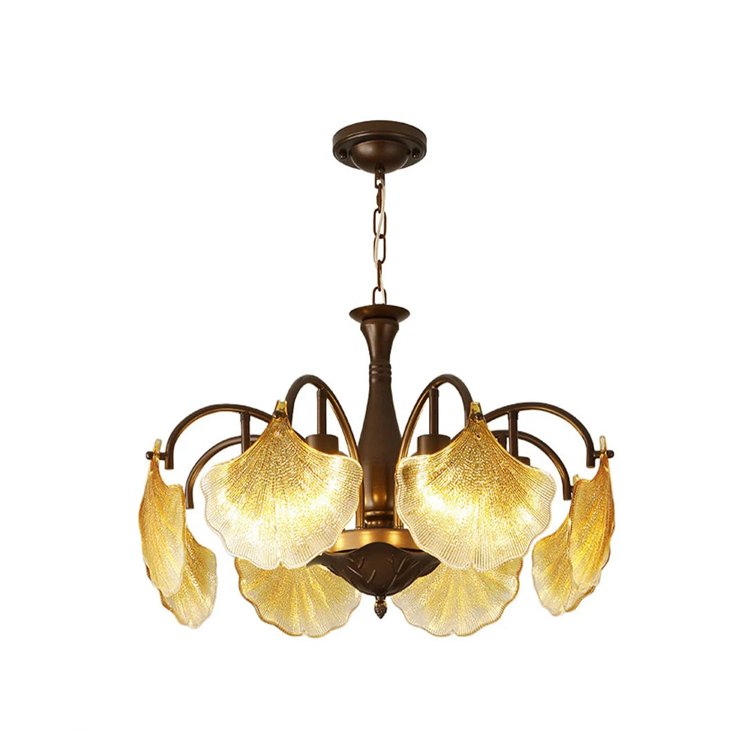 Bladglas Kandelaber Fransk Vintage Ginkgo Blad Taklampa