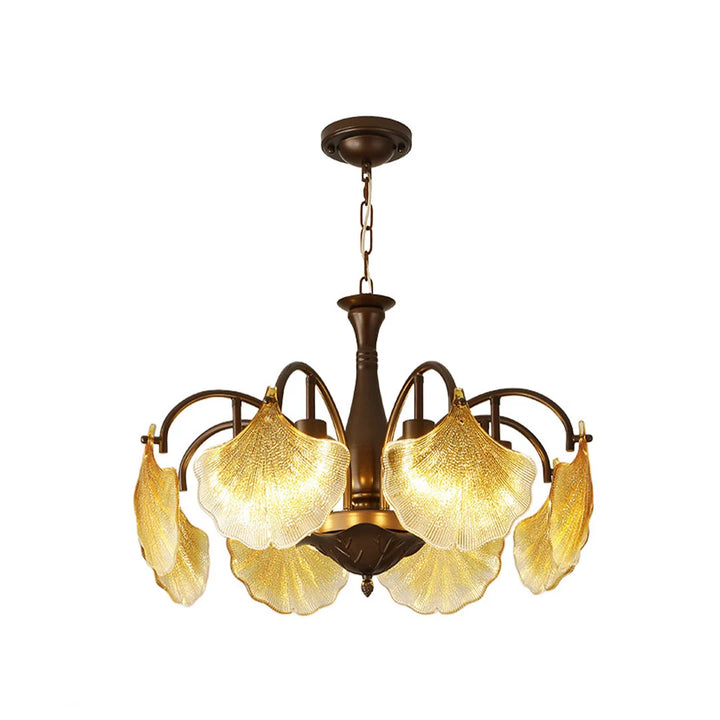 Bladglas Kandelaber Fransk Vintage Ginkgo Blad Taklampa