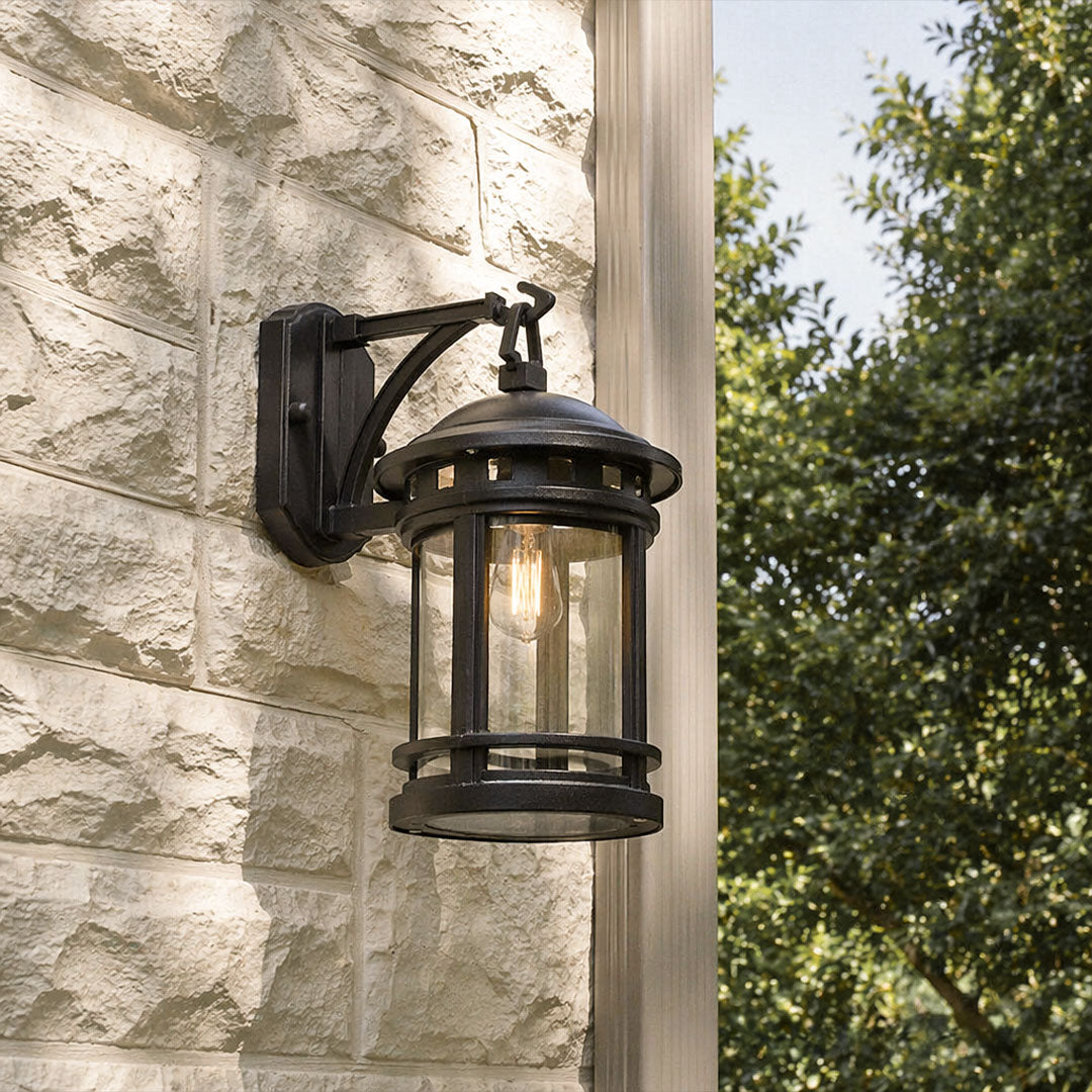 Svart Utomhus Vägglampa LED Vintage Amerikansk Vattentät Lampa