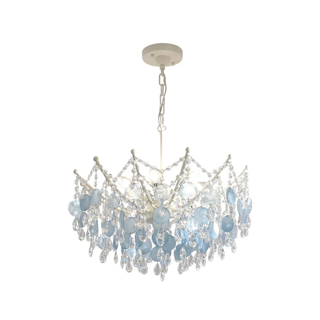 Glam Chandelier Fransk Grädde-Stil Snäcka och Kristall Taklampa