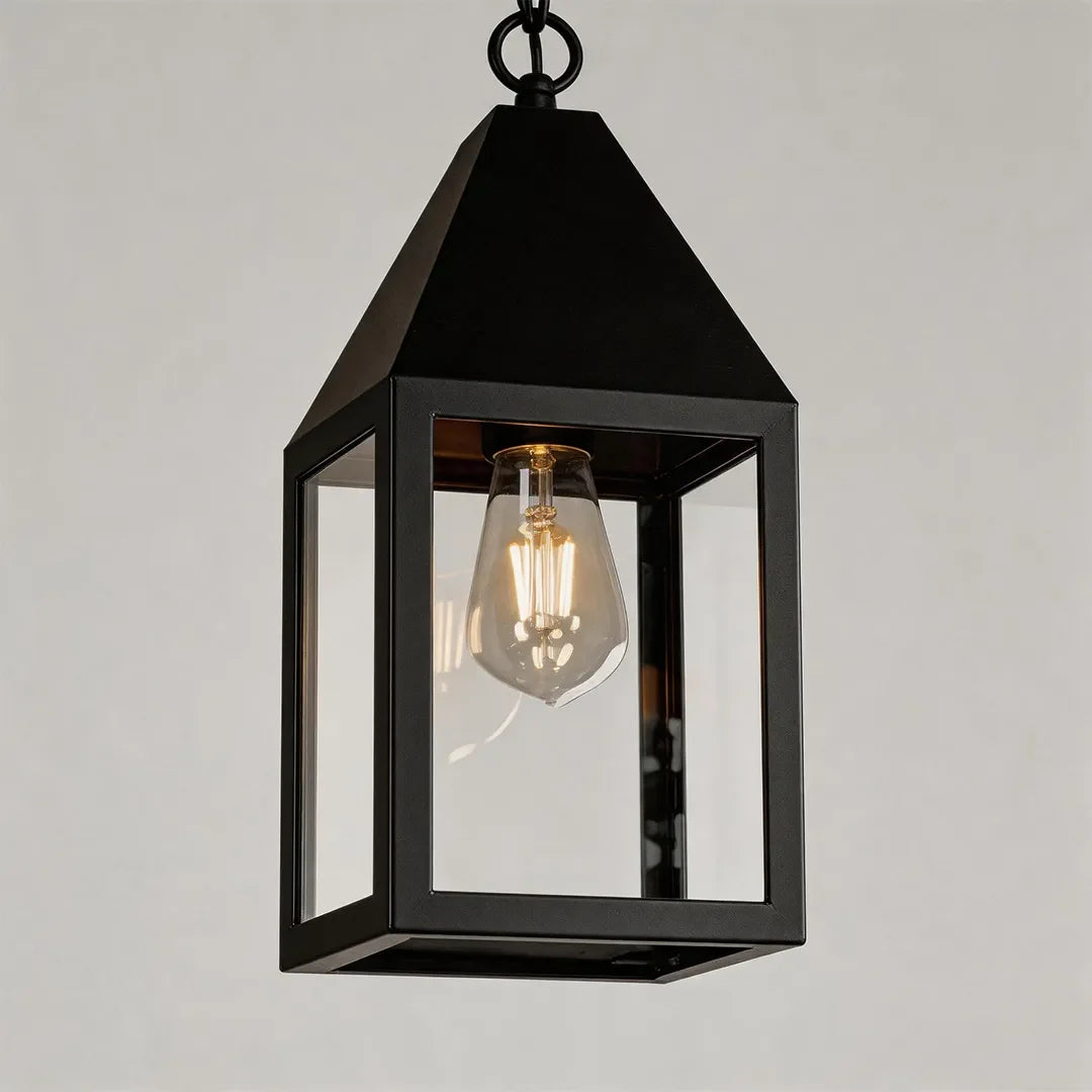 2 PCS Modern Svart Utomhus Hängande Lampa Järn Hängande Lykt
