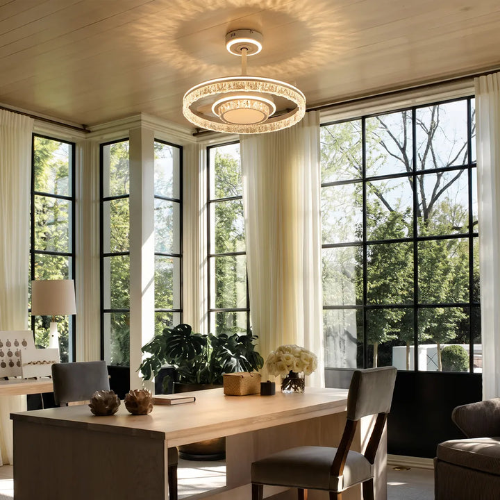 Modern takfläkt med lampor Lyxig transparent bladljus