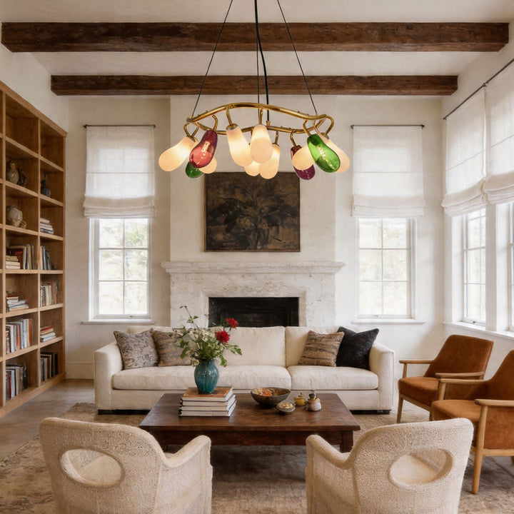 Modern Stor Kandelaber Konstnärlig Färgglad Glas Taklampa