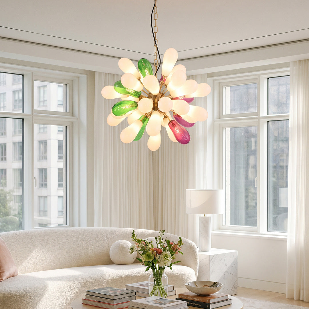 Modern Stor Kandelaber Konstnärlig Färgglad Glas Taklampa