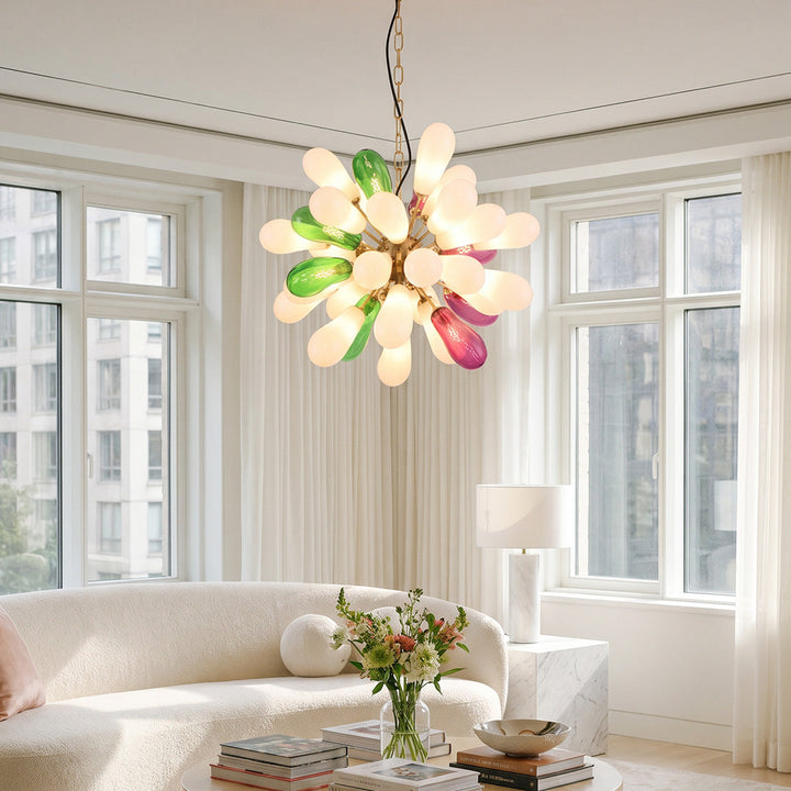 Modern Stor Kandelaber Konstnärlig Färgglad Glas Taklampa