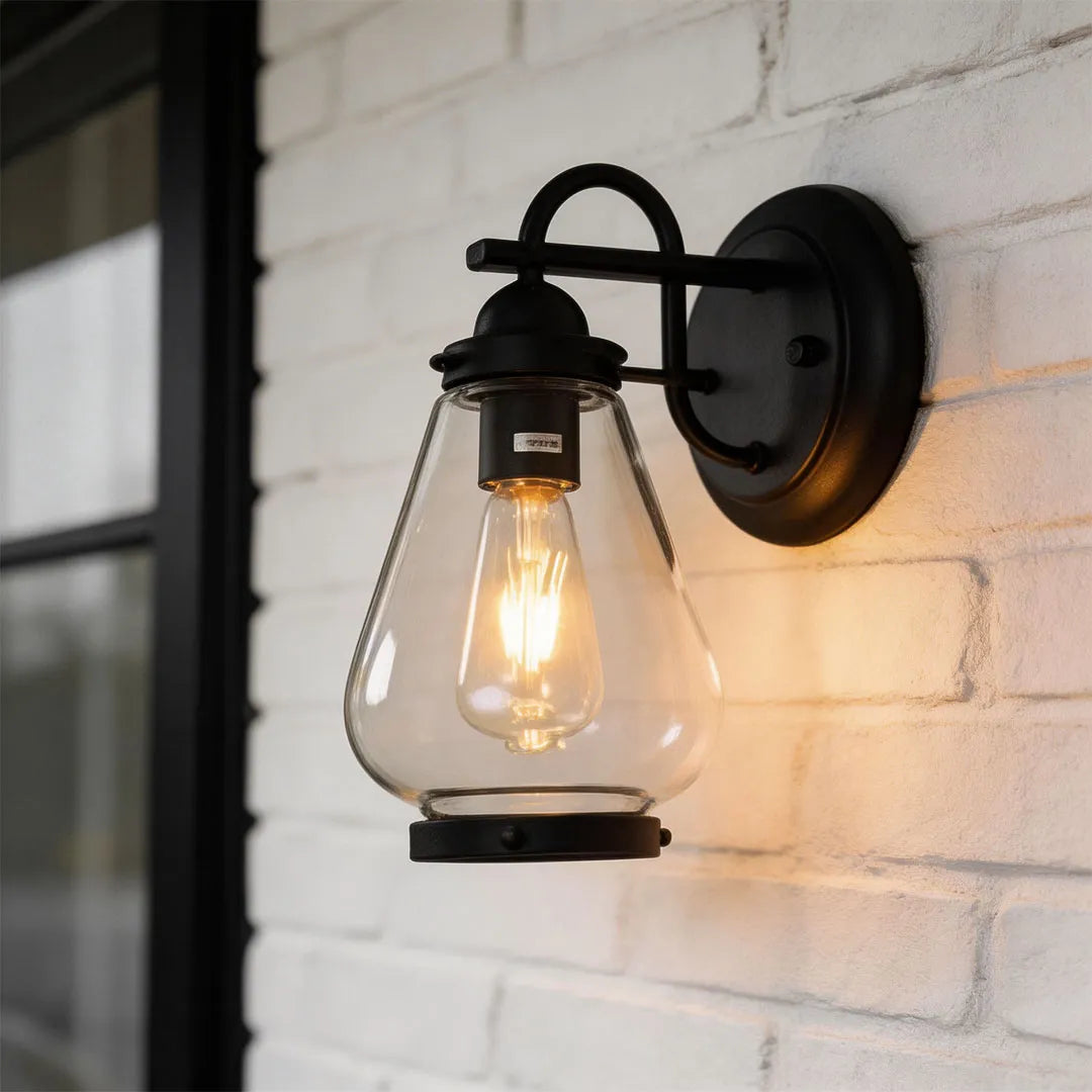 Vintage Vägglampa Klarglas Utomhus Lantern Ljussättning