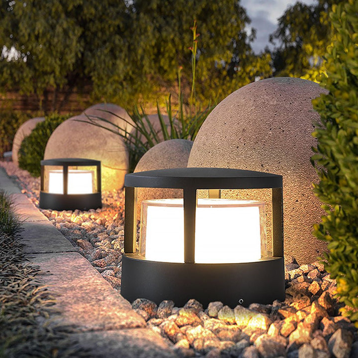 [Öppen Låda] Modern Rund Utomhus Postlampa med Dubbel-Lager Lampskärm