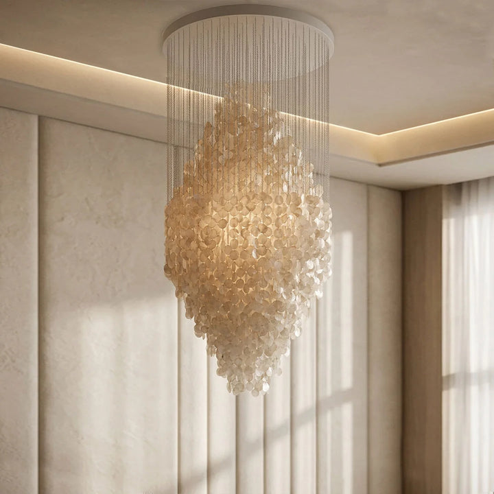 Modern Trappa Kandelaber Kräm-Stil Rund Snäckskal Taklampa