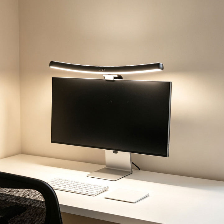 Svart Modern Bordslampa Utökad Kurvad Skärm Ögonvård LED-lampa