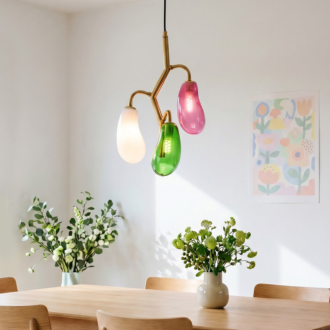 Multi Pendellampa Färgat Glas Konstnärlig Taklampa