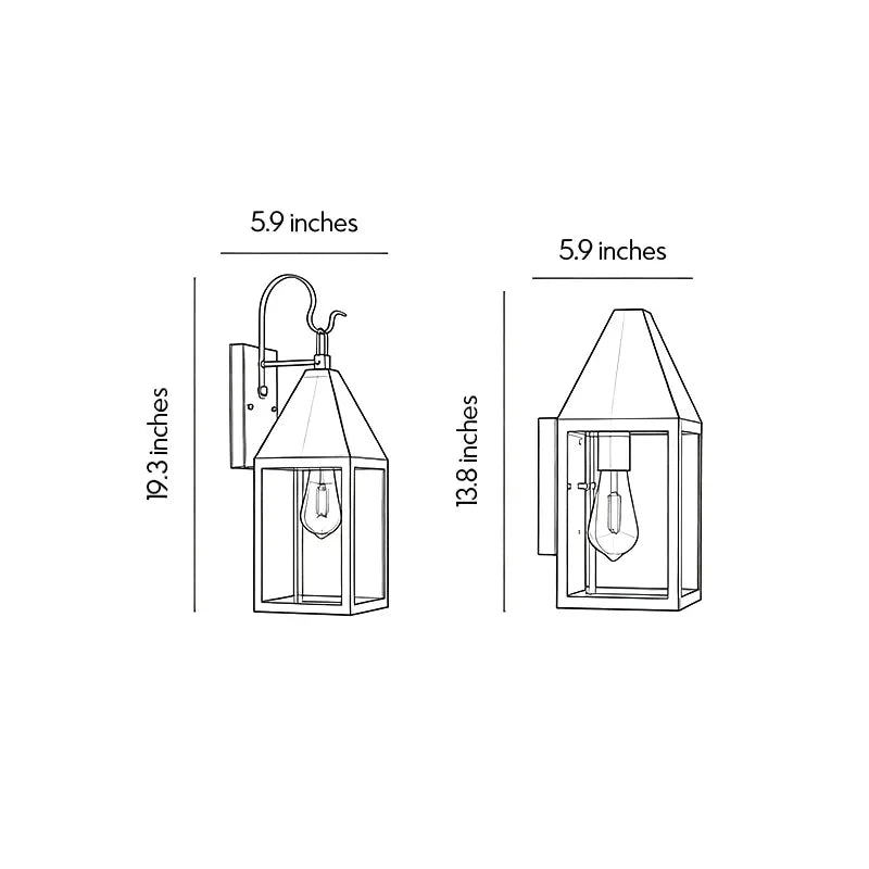 2 PCS Utomhus Svart Vägglampa Vintage Stil