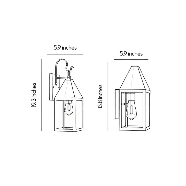 2 PCS Utomhus Svart Vägglampa Vintage Stil
