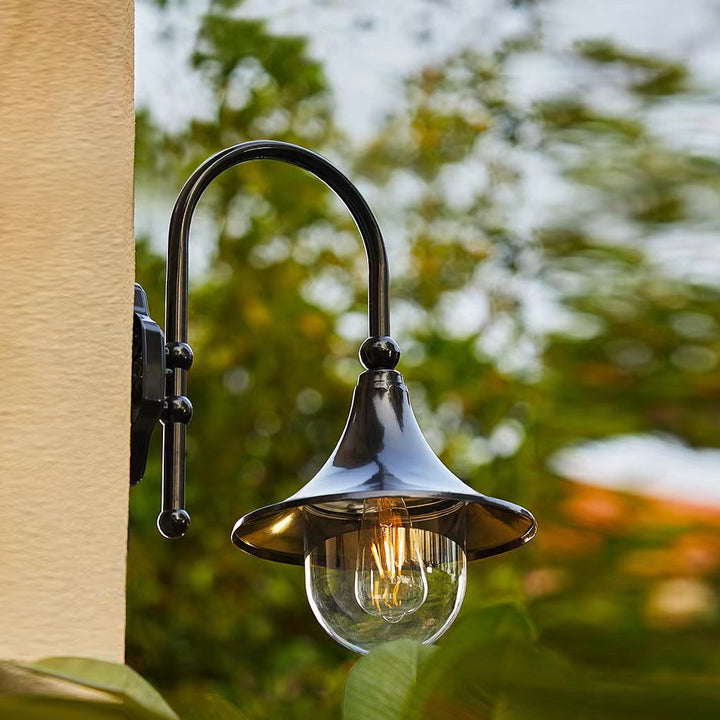 [Open-Box] Utomhus svarta vägglampor retro kreativ trumpetformad lampa