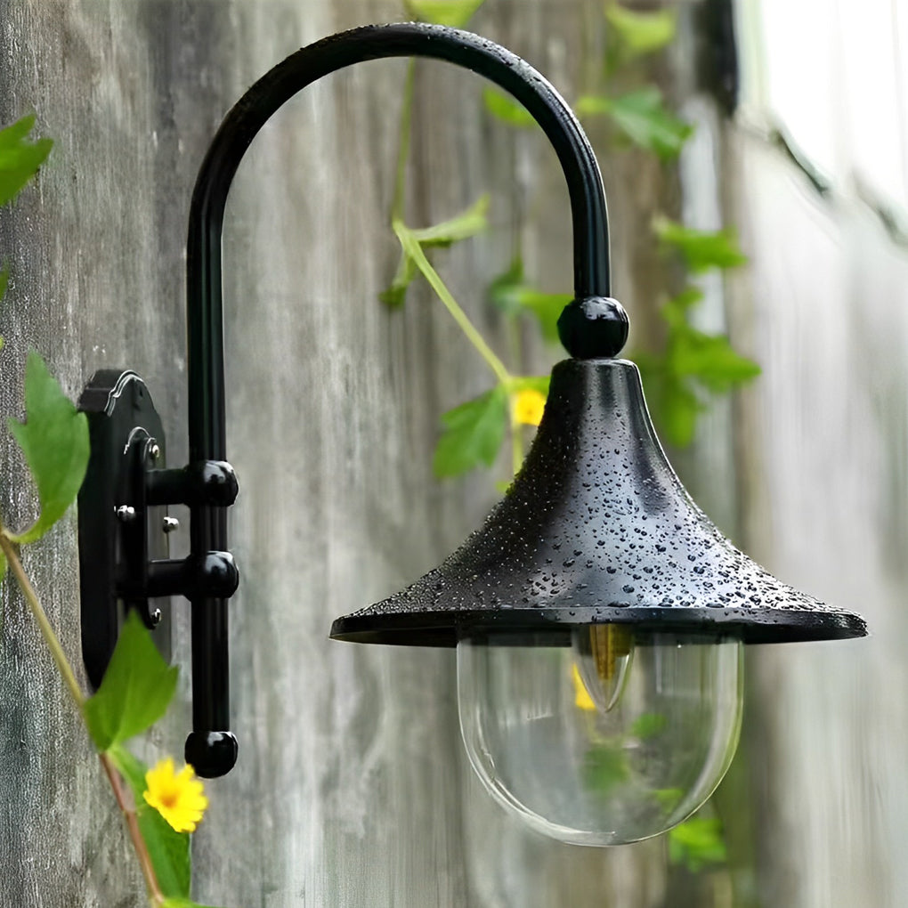 [Open-Box] Utomhus svarta vägglampor retro kreativ trumpetformad lampa