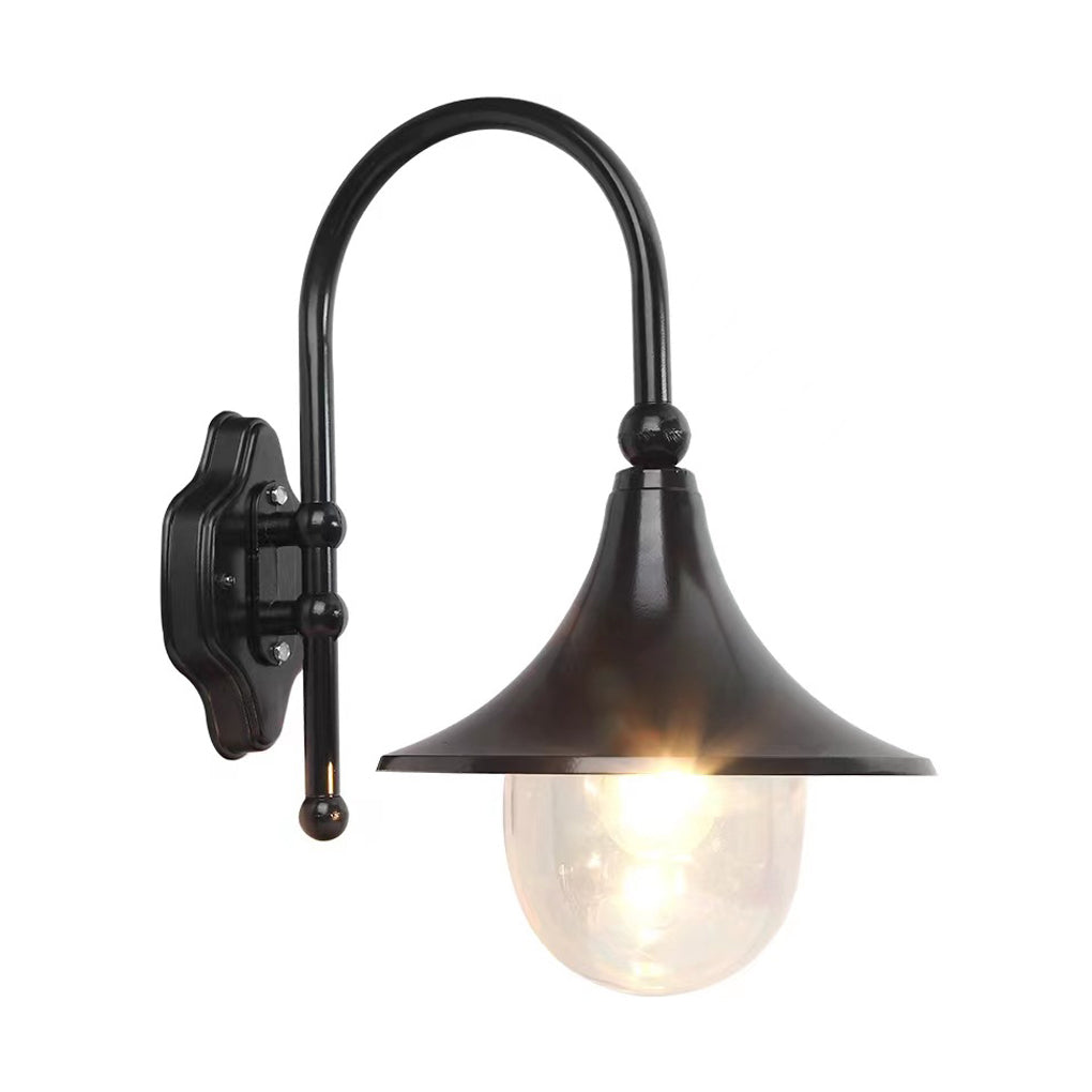 [Open-Box] Utomhus svarta vägglampor retro kreativ trumpetformad lampa