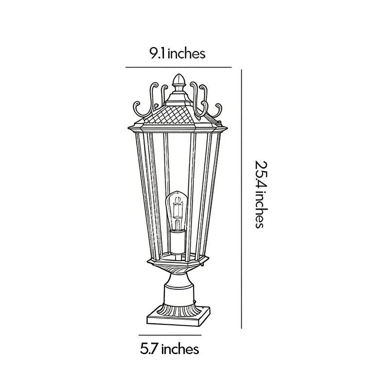 2 ST Utomhus Pelarlampor Europeisk Vintage Lampa