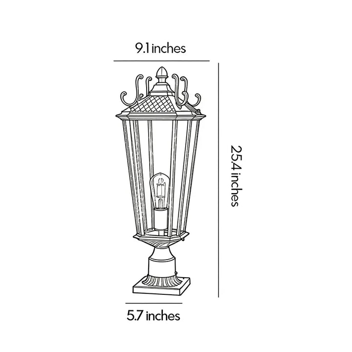 2 ST Utomhus Pelarlampor Europeisk Vintage Lampa