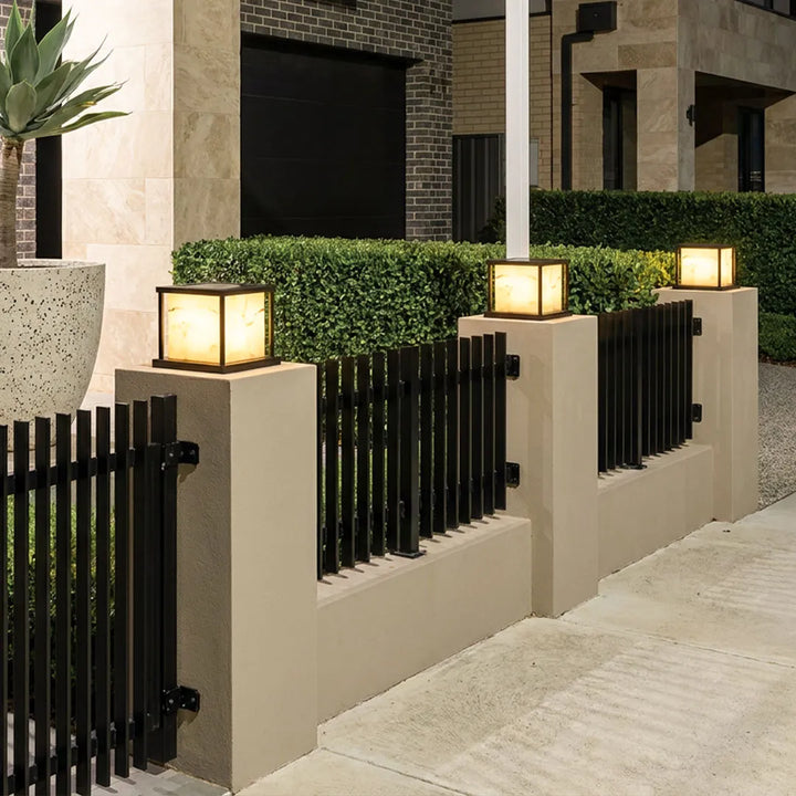 Utomhus Pelarlampor Solenergi Modern Konst Marmor Ljus