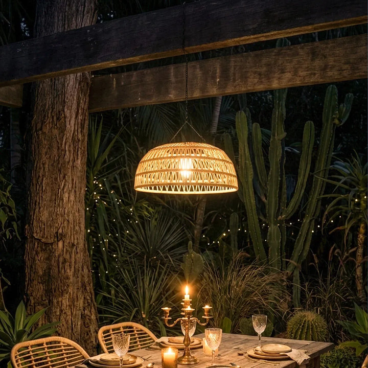 Utomhus Solhängande Lampa Modern Vävd Golvlampa