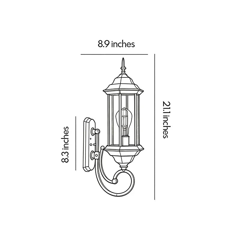 2 PCS Utomhus Vägglampa Vintage Kurvad Arm Lampa