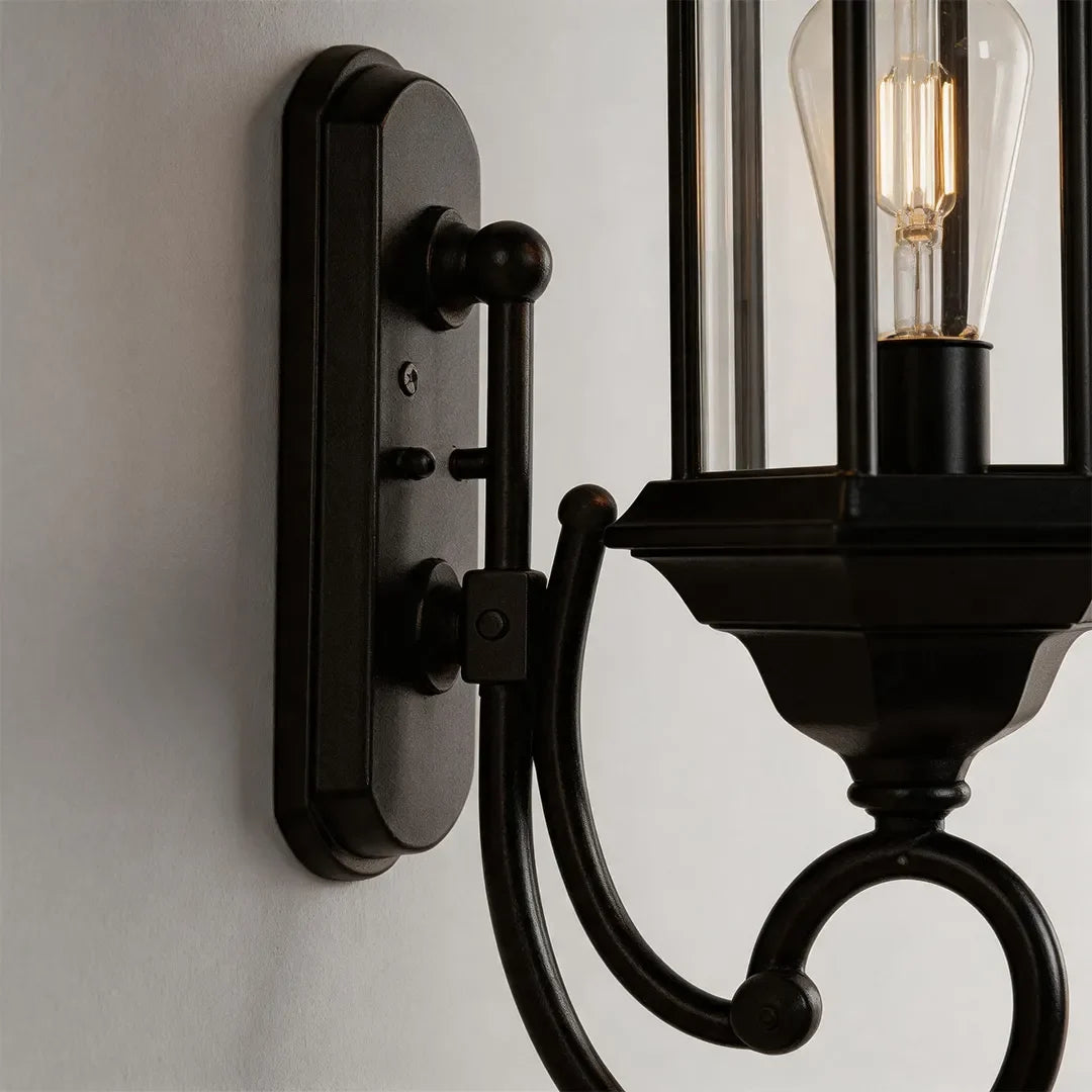 2 PCS Utomhus Vägglampa Vintage Kurvad Arm Lampa
