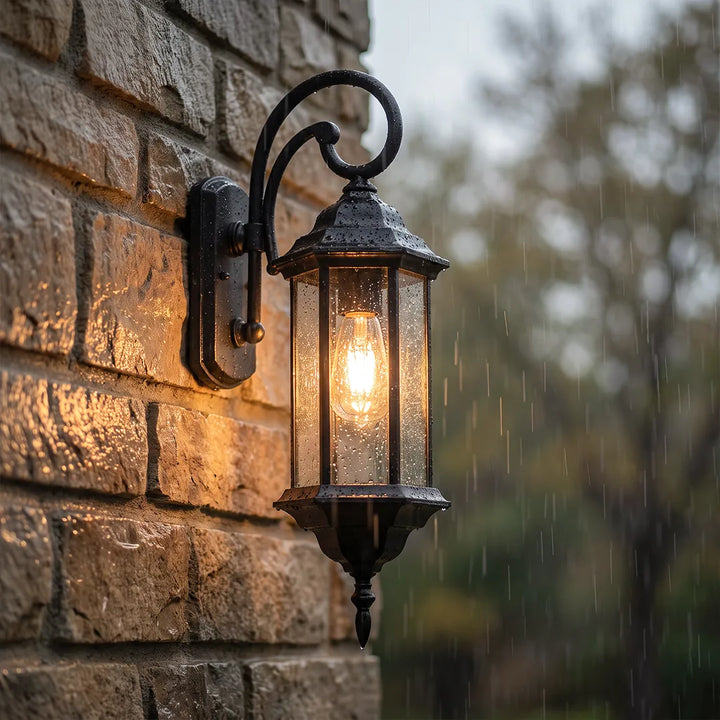 2 PCS Utomhus Vägglampa Vintage Kurvad Arm Lampa