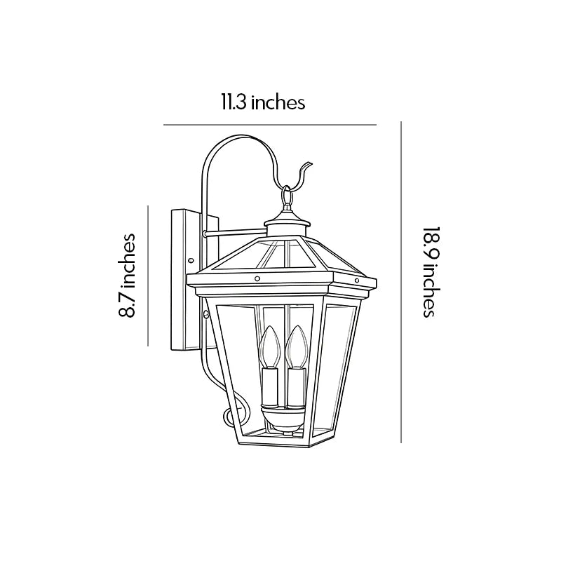 2 PCS Utomhus Vägglampa Tre-Ljus Rostfritt Stål Lantern