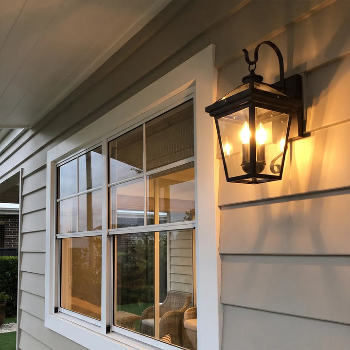 2 PCS Utomhus Vägglampa Tre-Ljus Rostfritt Stål Lantern