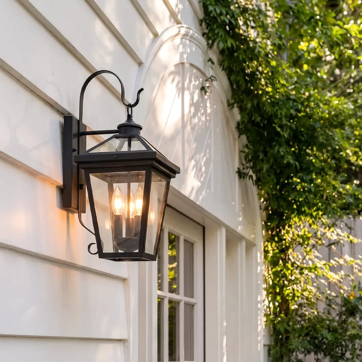 2 PCS Utomhus Vägglampa Tre-Ljus Rostfritt Stål Lantern