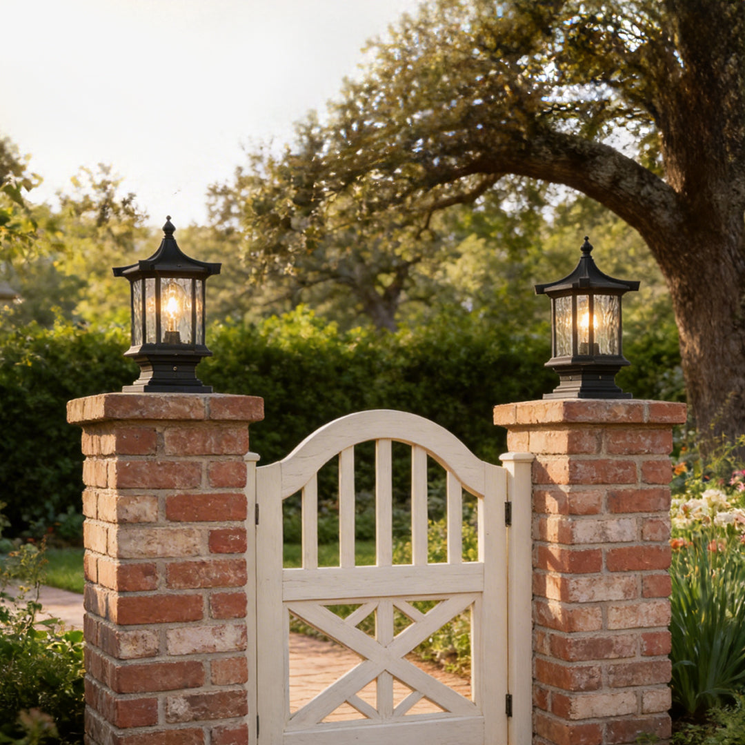 [Open-Box] Lantern Pelarlampor i Europeisk Stil Vintage Utomhus Pier Mount Lampa