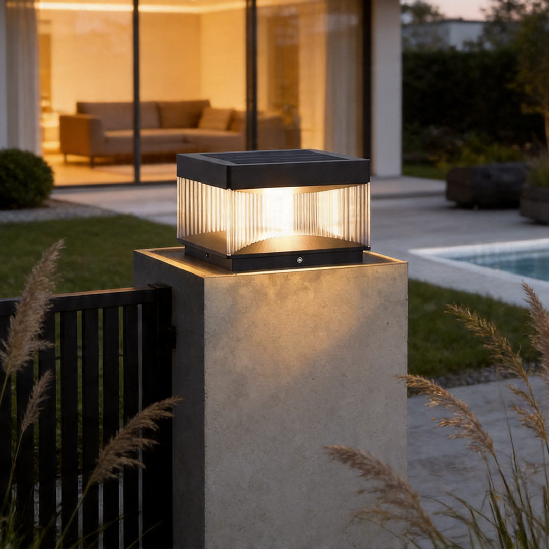 Pillar Lights Utomhus Solenergi Vattentät Villa Trädgårdsport Lampa