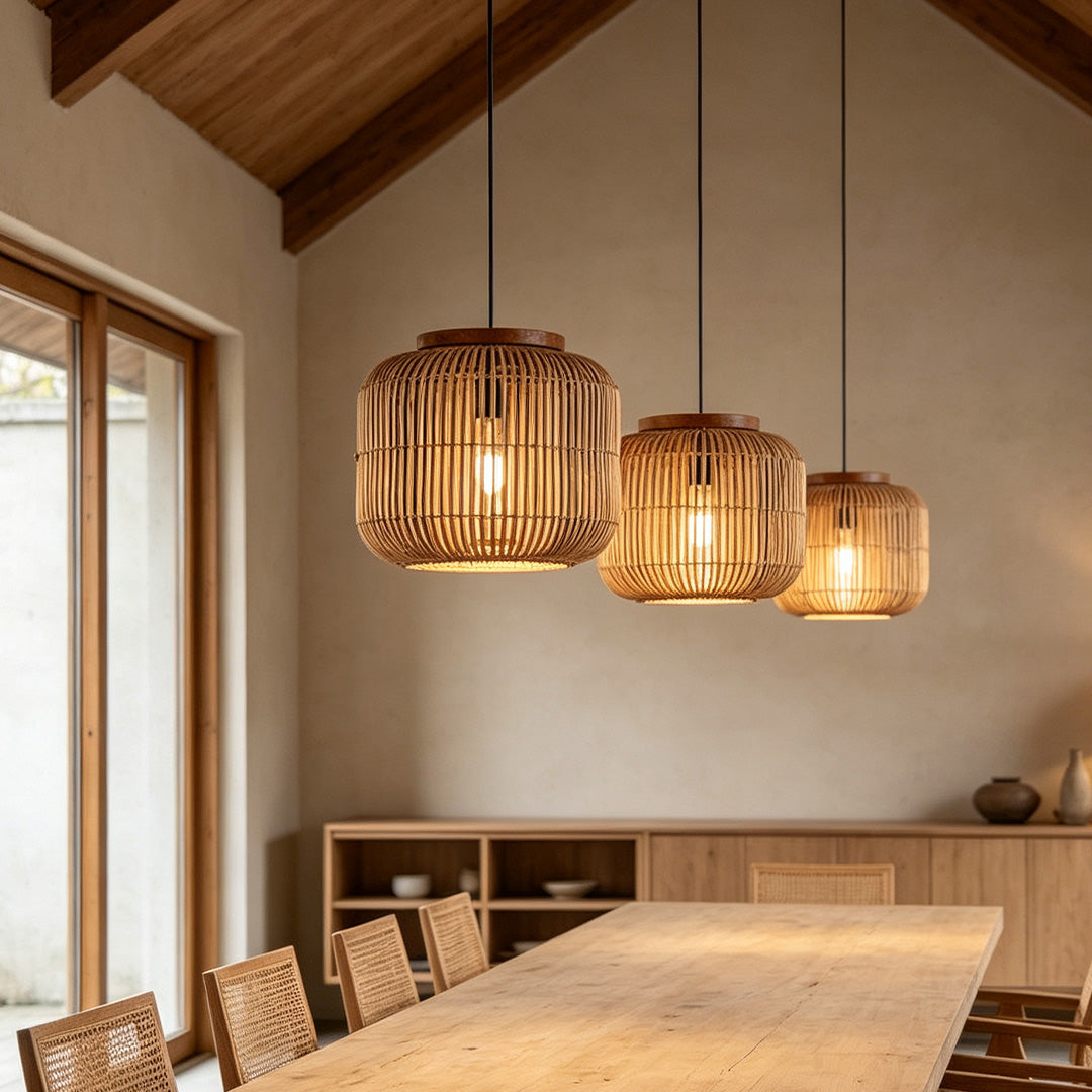 Rattan Ljuskronor Wabi-Sabi Handgjord Taklampa