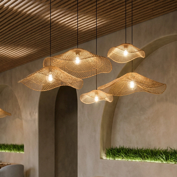 Rattanhängande Lampa Wabi-Sabi Handvävd Taklampa