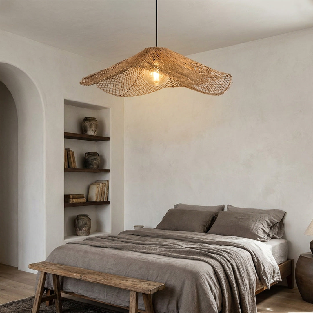Rattanhängande Lampa Wabi-Sabi Handvävd Taklampa