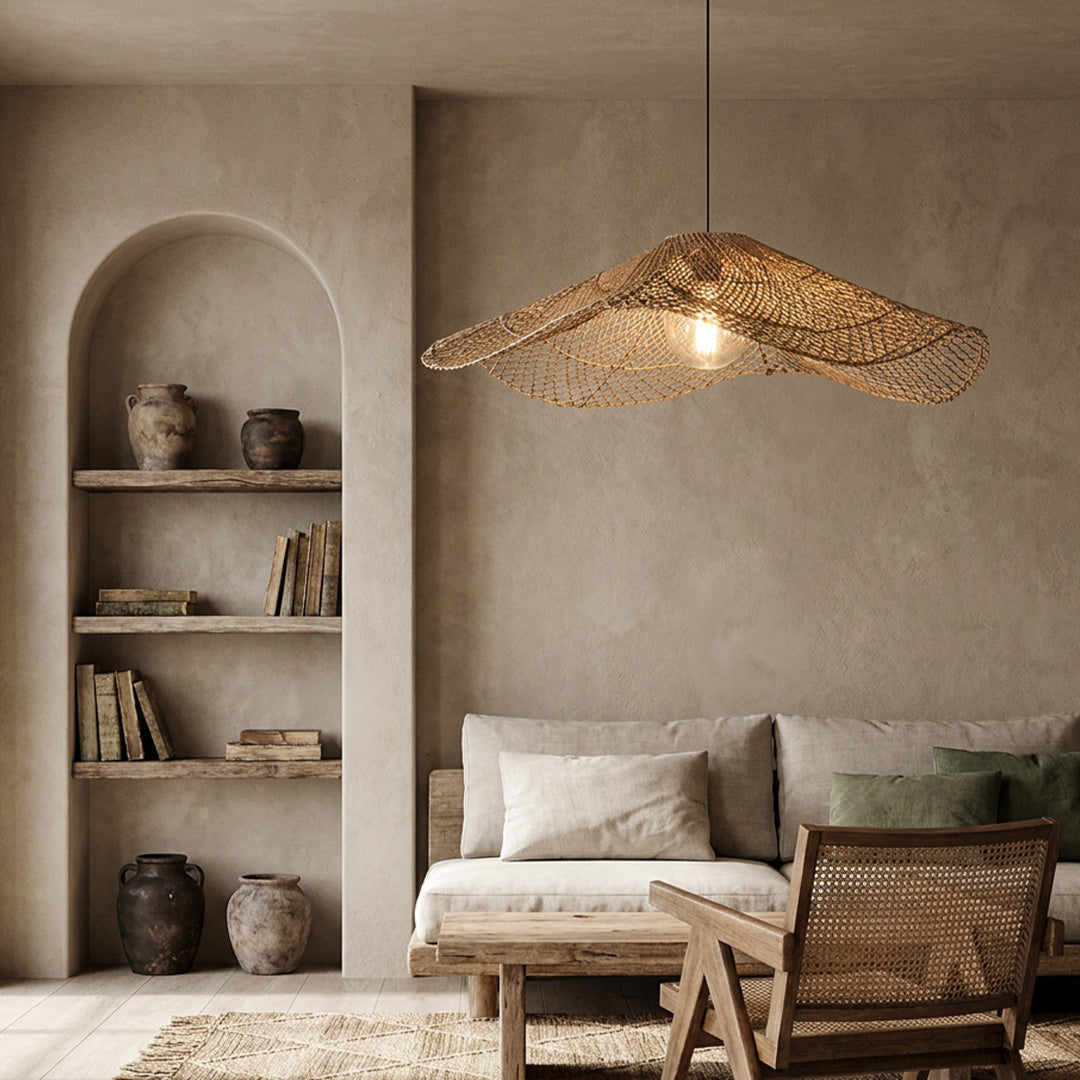 Rattanhängande Lampa Wabi-Sabi Handvävd Taklampa