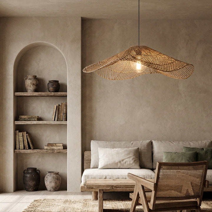 Rattanhängande Lampa Wabi-Sabi Handvävd Taklampa