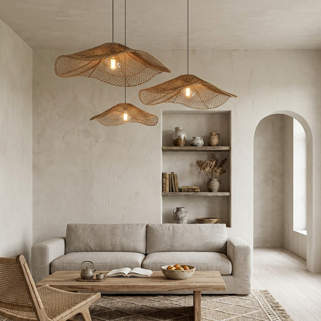 Rattanhängande Lampa Wabi-Sabi Handvävd Taklampa